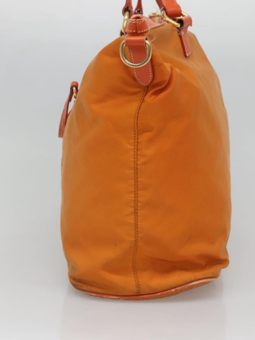 PRADA Tote Bag Nylon 2way Orange Gold Auth ep9199 - Picture 4 of 16